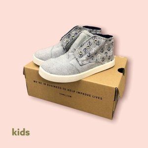 NEW IN BOX Toms Gray KID'S Paseo Mid Gray Chambray Anchors Shoes